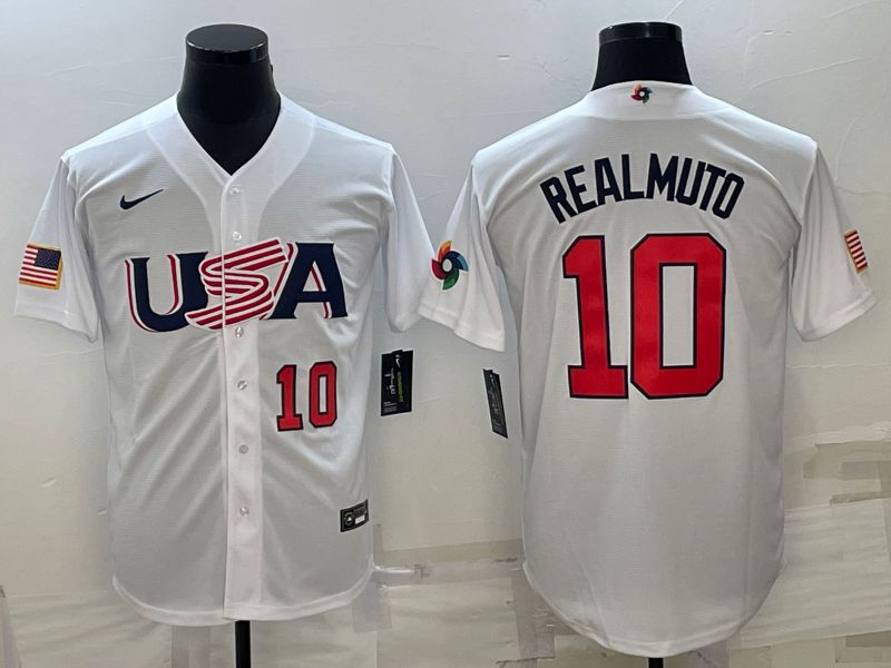 Men 2023 World Cub USA #10 Realmuto White Nike MLB Jersey17->more jerseys->MLB Jersey